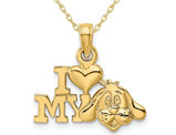 14K Yellow Gold I LOVE MY DOG Charm Pendant Necklace with Chain